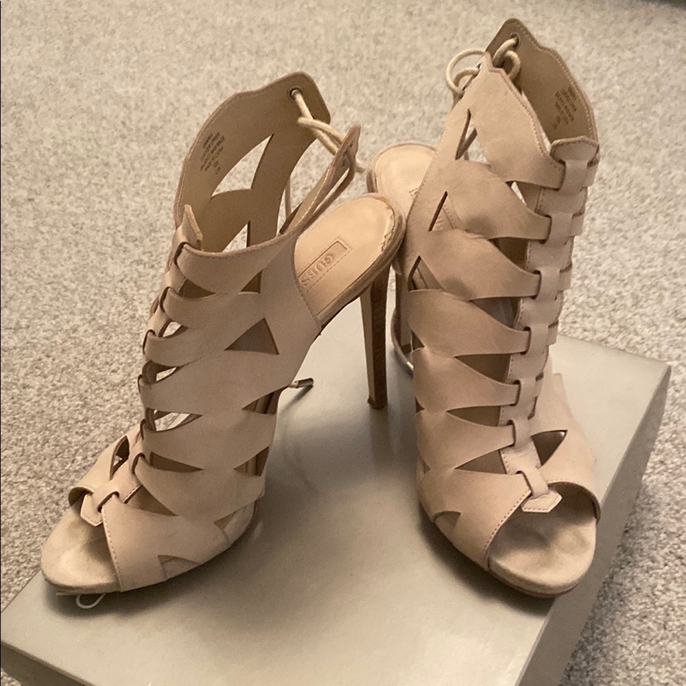 Elegant Beige Cutout Heels